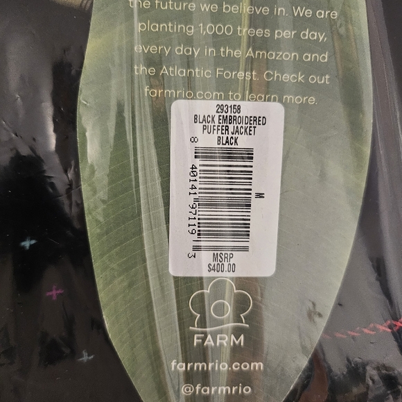 NWT Farm Rio Embroidered Tropical Reversible Puffer Jacket Coat - Picture 8 of 8